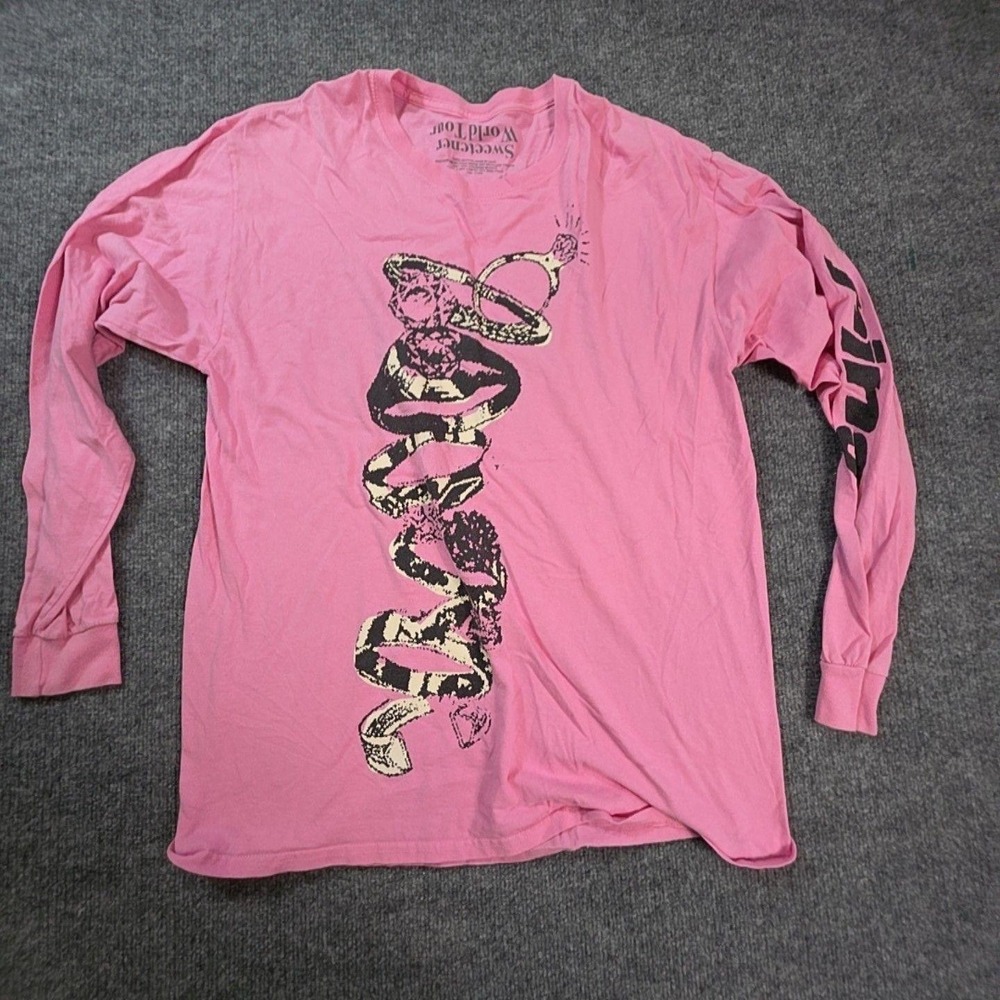 Ariana Grande Sweetener World Tour Shirt Mens Medium Pink Snake Long Sleeve